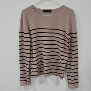 Zesica Sz Large Long Sleeve Crewneck Striped Ribbed Knit Top